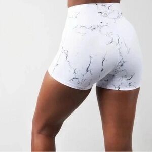 BuffBunny Collection Limitless Short- White Marble High-Waist Workout Gym Short